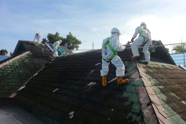 Reroofing work